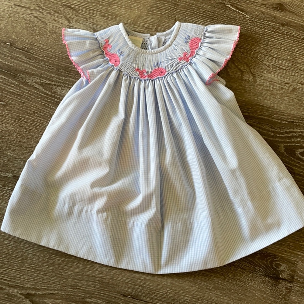 Edgehill collection smocked blue whale dress